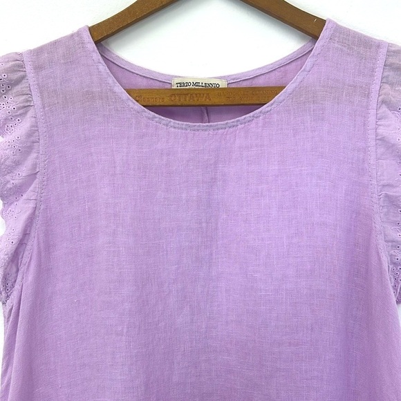 Terzo Millennio Linen Dress Made in Italy Size XS Lilac Purple Resort Vacation - Picture 5 of 10